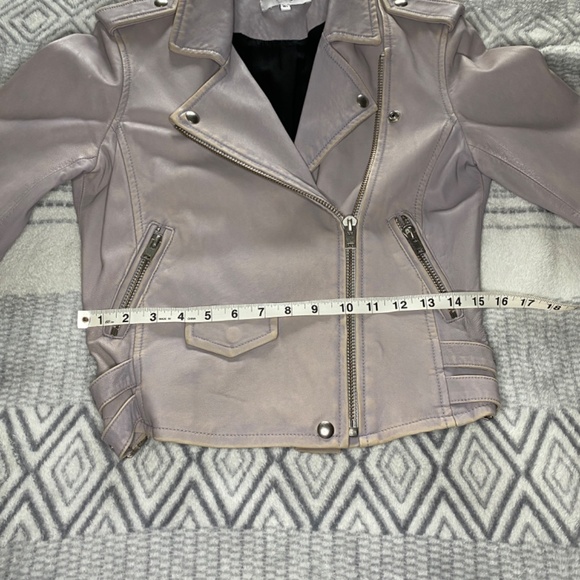 IRO Ashville Cropped Leather Jacket in Light Purple Size 40 - Picture 4 of 16